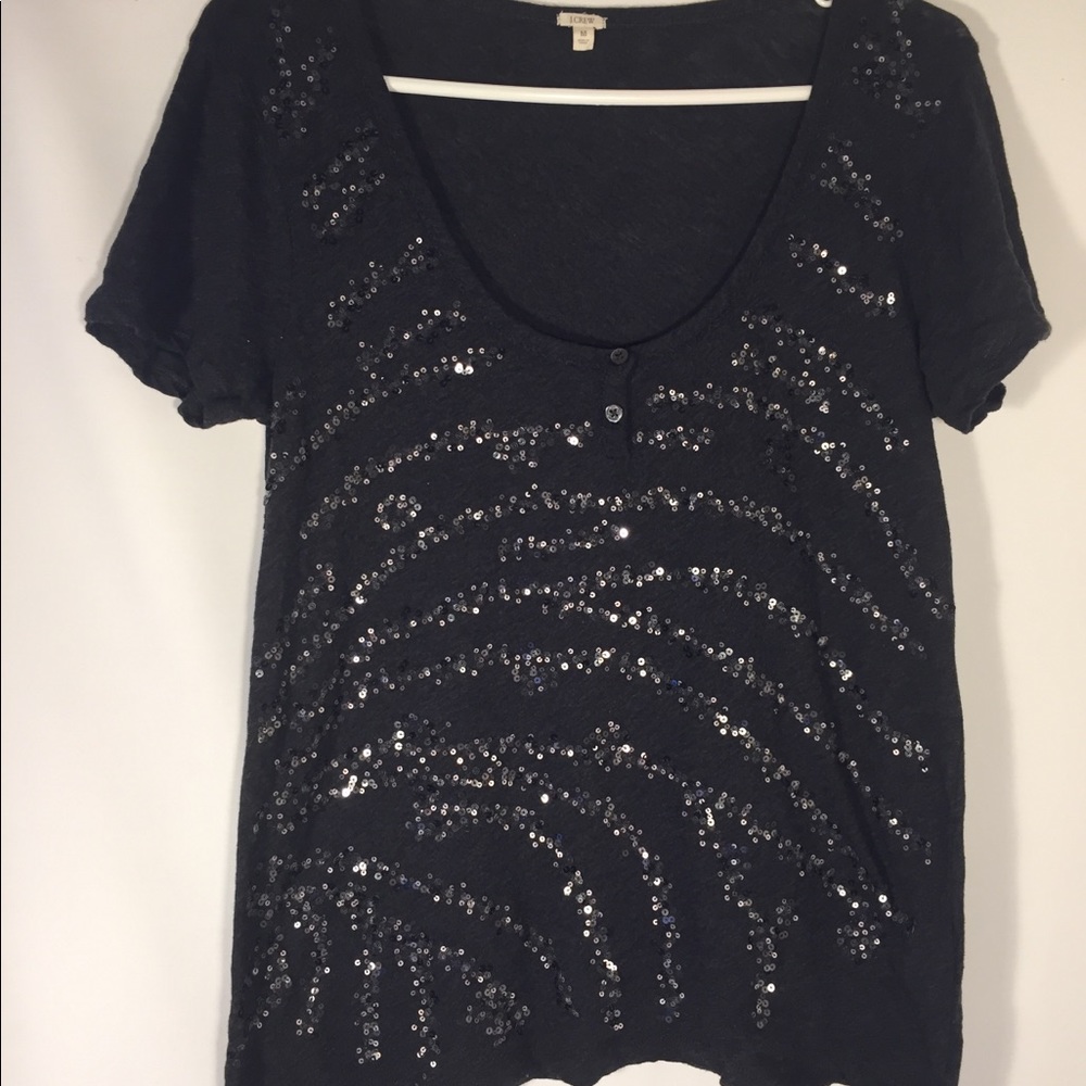 J Crew Charcoal Gray Top With Sequins - Picture 1 of 6